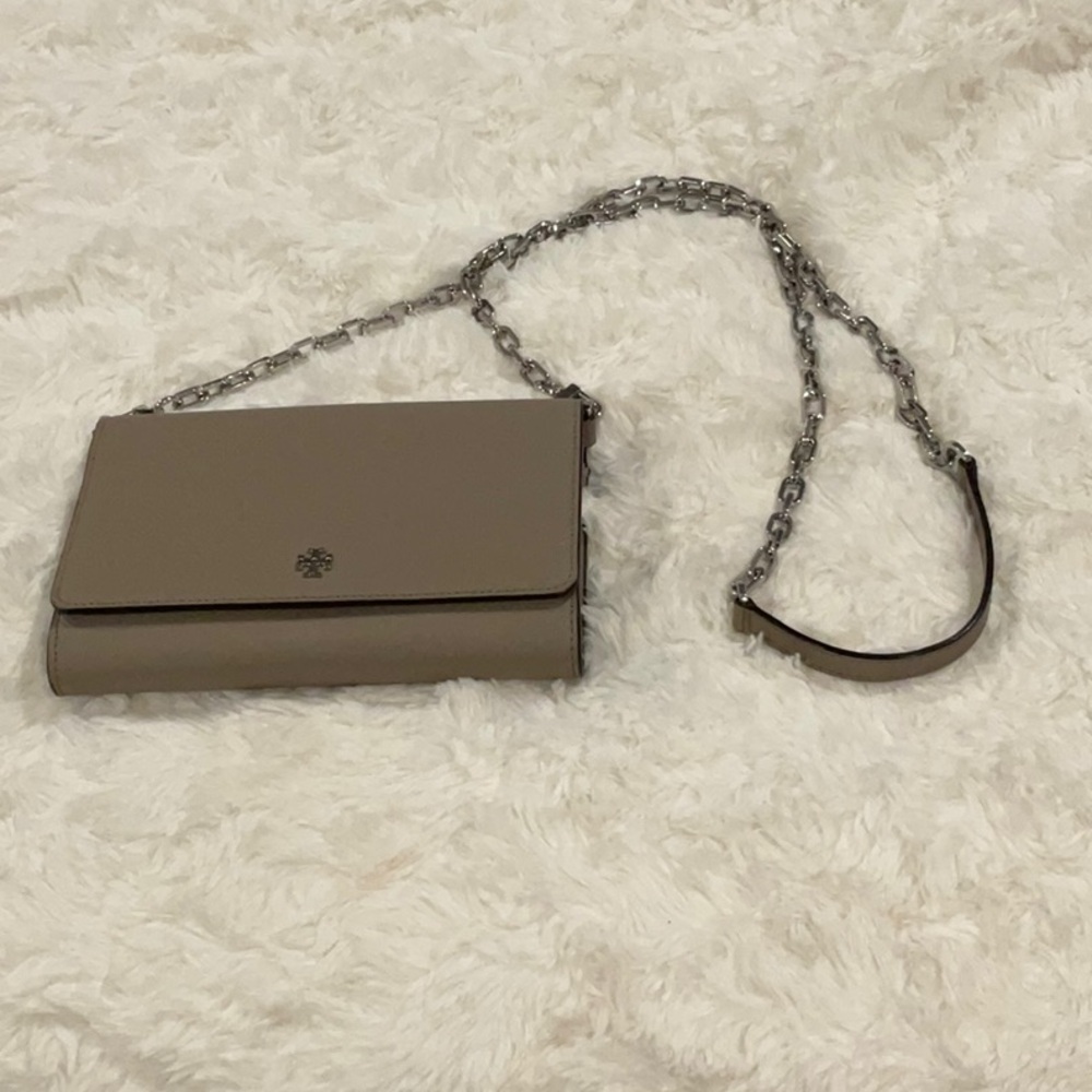 Tory Burch Taupe Leather Chain Shoulder Bag